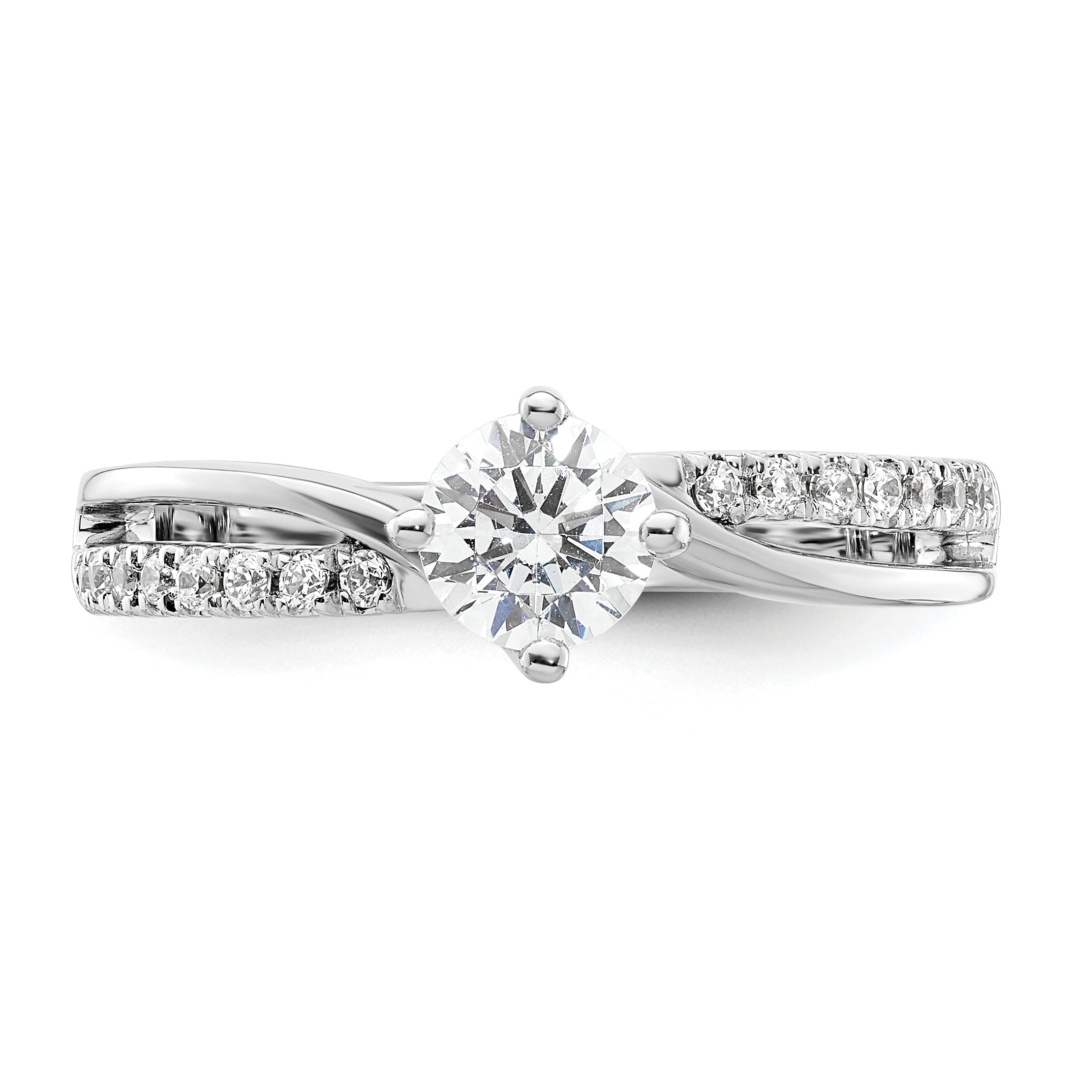 14k White Gold 1/2 carat Lab Grown Diamond VS/SI+ G+ Round Complete Engagement Ring