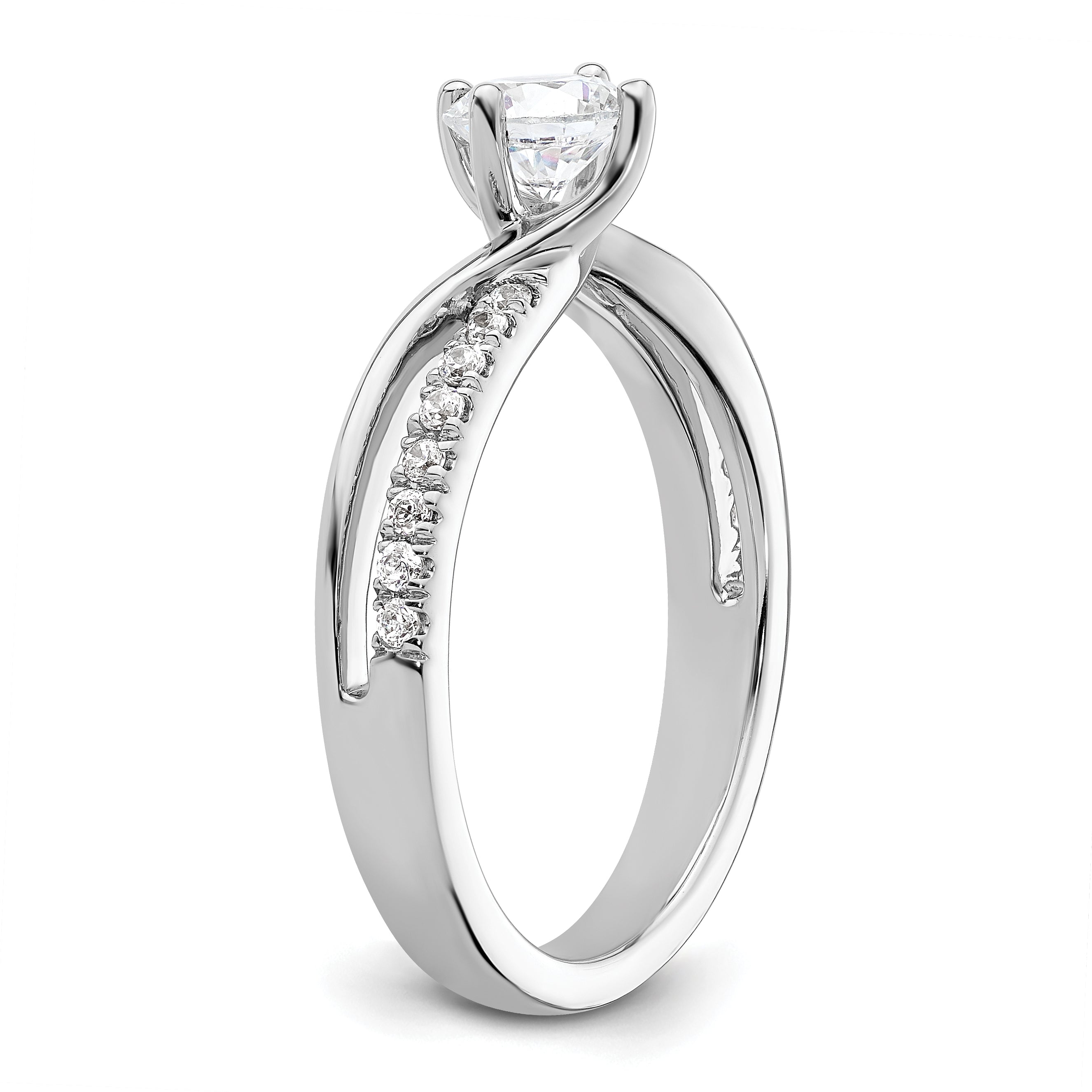 14k White Gold 1/2 carat Lab Grown Diamond VS/SI+ G+ Round Complete Engagement Ring
