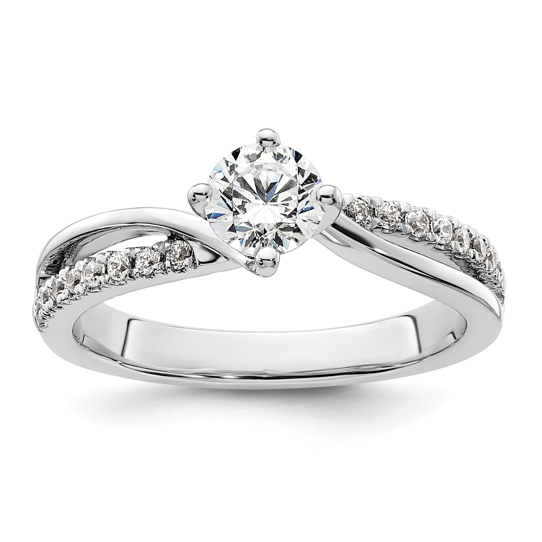 14k White Gold 1/2 carat Lab Grown Diamond VS/SI+ G+ Round Complete Engagement Ring