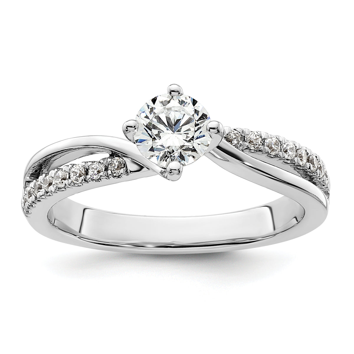14k White Gold 1/2 carat Lab Grown Diamond VS/SI+ G+ Round Complete Engagement Ring