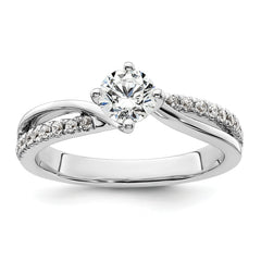 14k White Gold 1/2 carat Lab Grown Diamond VS/SI+ G+ Round Complete Engagement Ring