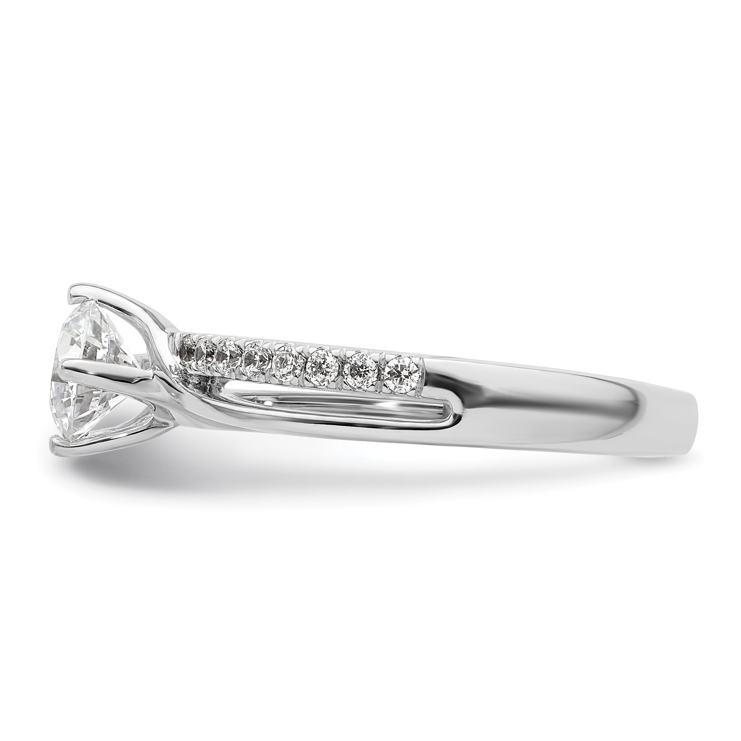 14k White Gold 3/7 carat Lab Grown Diamond VS/SI+ G+ Round Semi Mount Engagement Ring