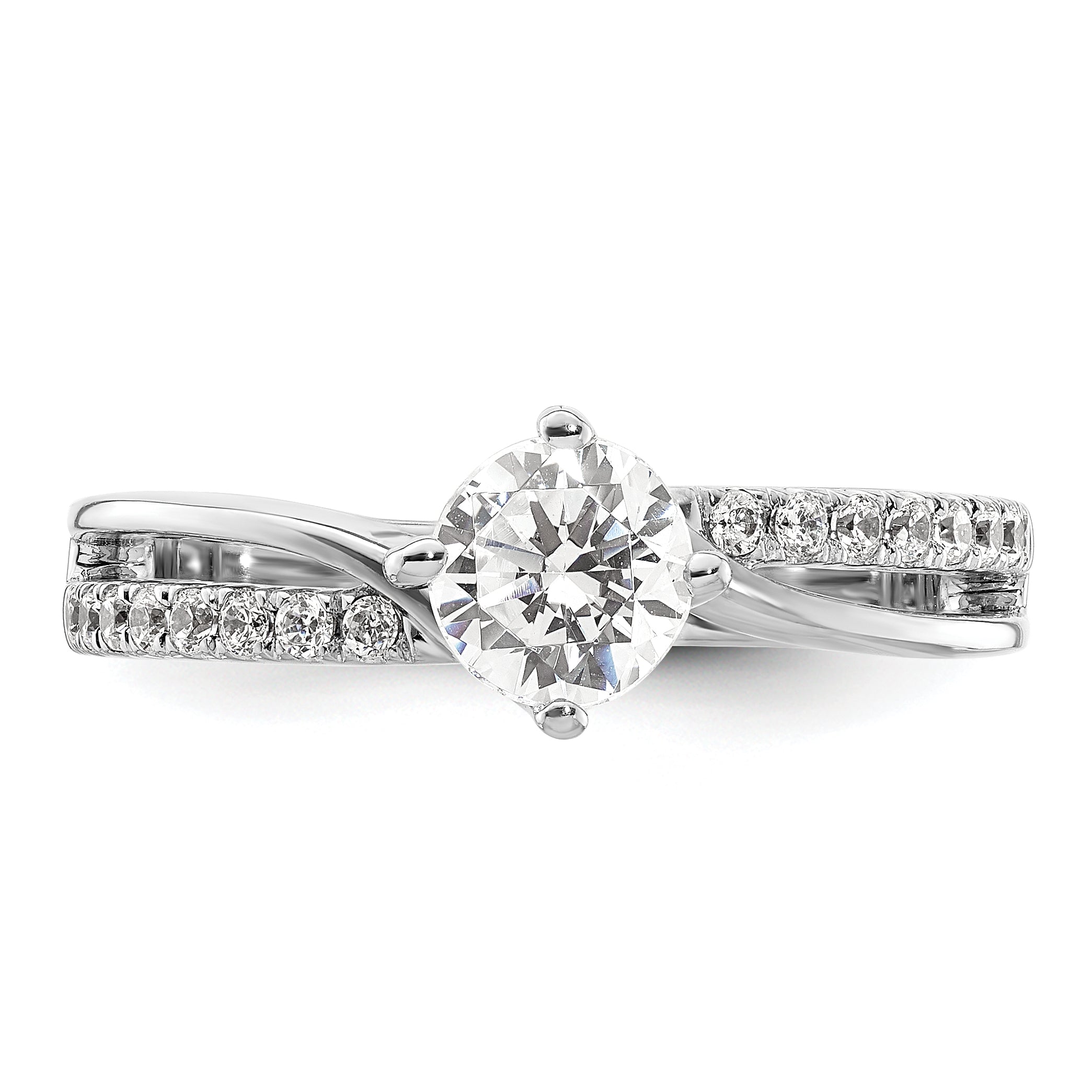 14k White Gold 3/7 carat Lab Grown Diamond VS/SI+ G+ Round Semi Mount Engagement Ring