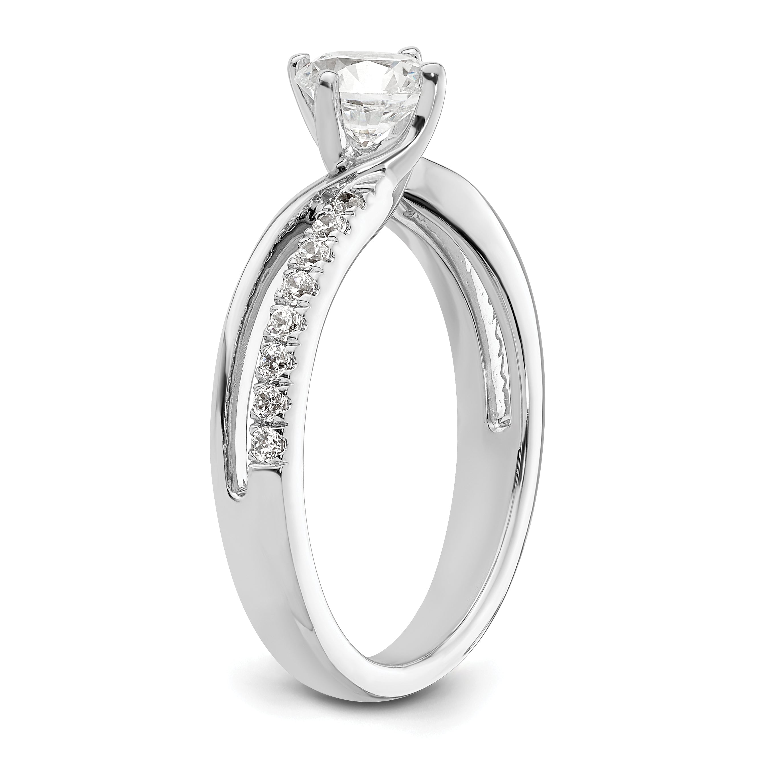 14k White Gold 3/7 carat Lab Grown Diamond VS/SI+ G+ Round Semi Mount Engagement Ring