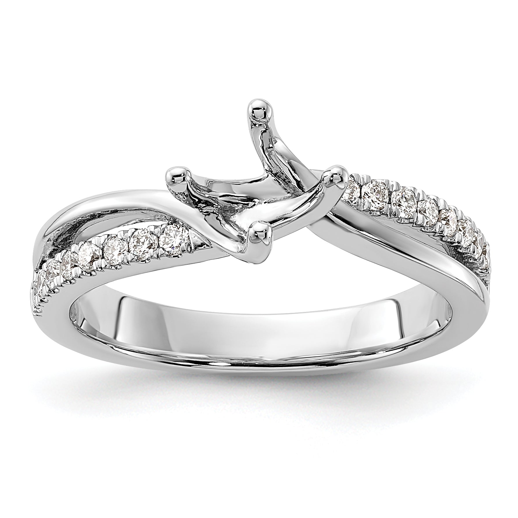 14k White Gold 3/7 carat Lab Grown Diamond VS/SI+ G+ Round Semi Mount Engagement Ring