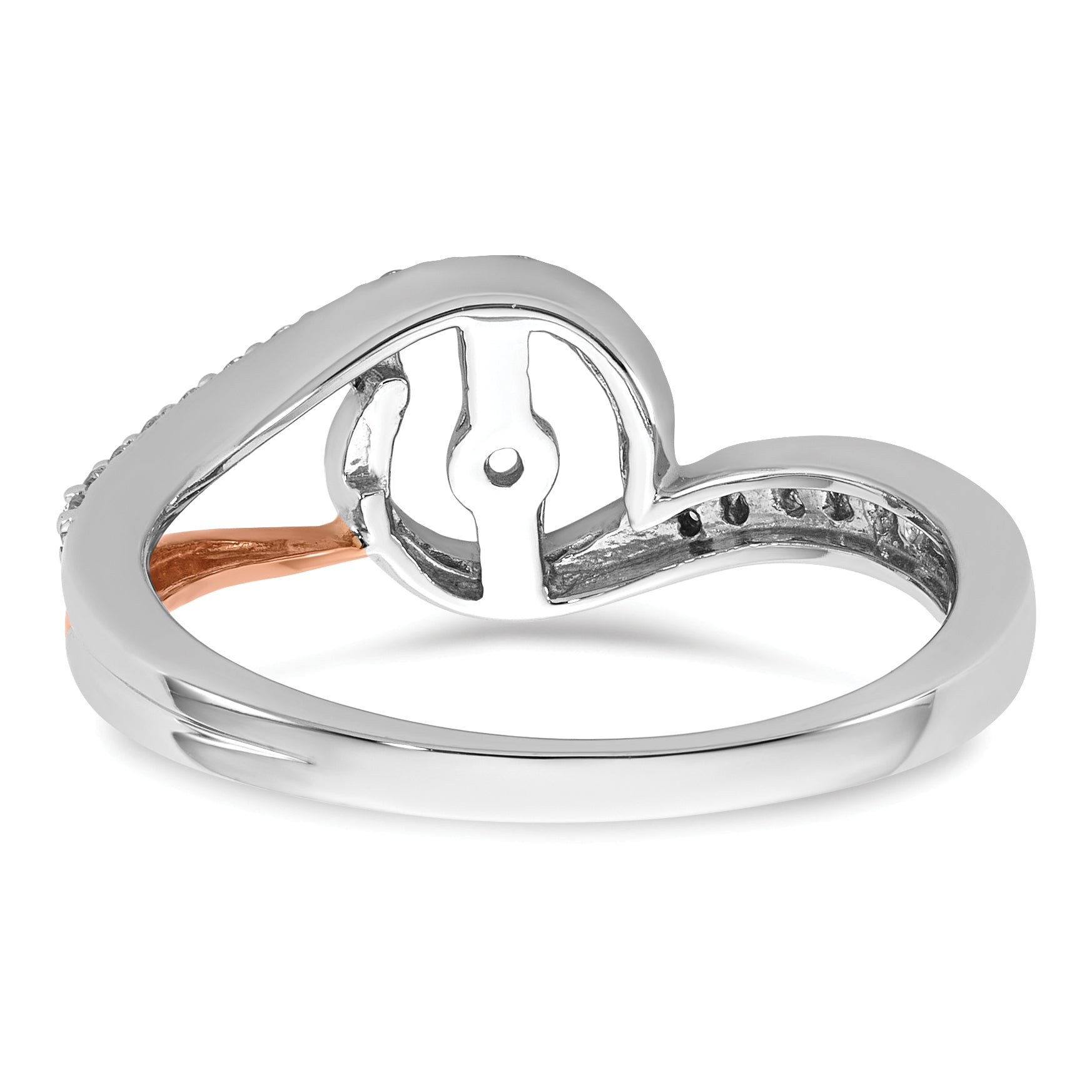 14k Two-Tone Rose and White Gold 1/5 carat Lab Grown Diamond VS/SI Semi Mount Peg Set Engagement Ring