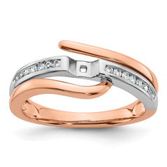 14k Two-Tone Rose and White Gold 7/8 carat Lab Grown Diamond VS/SI Semi Mount By-Pass Peg Set Engagement Ring