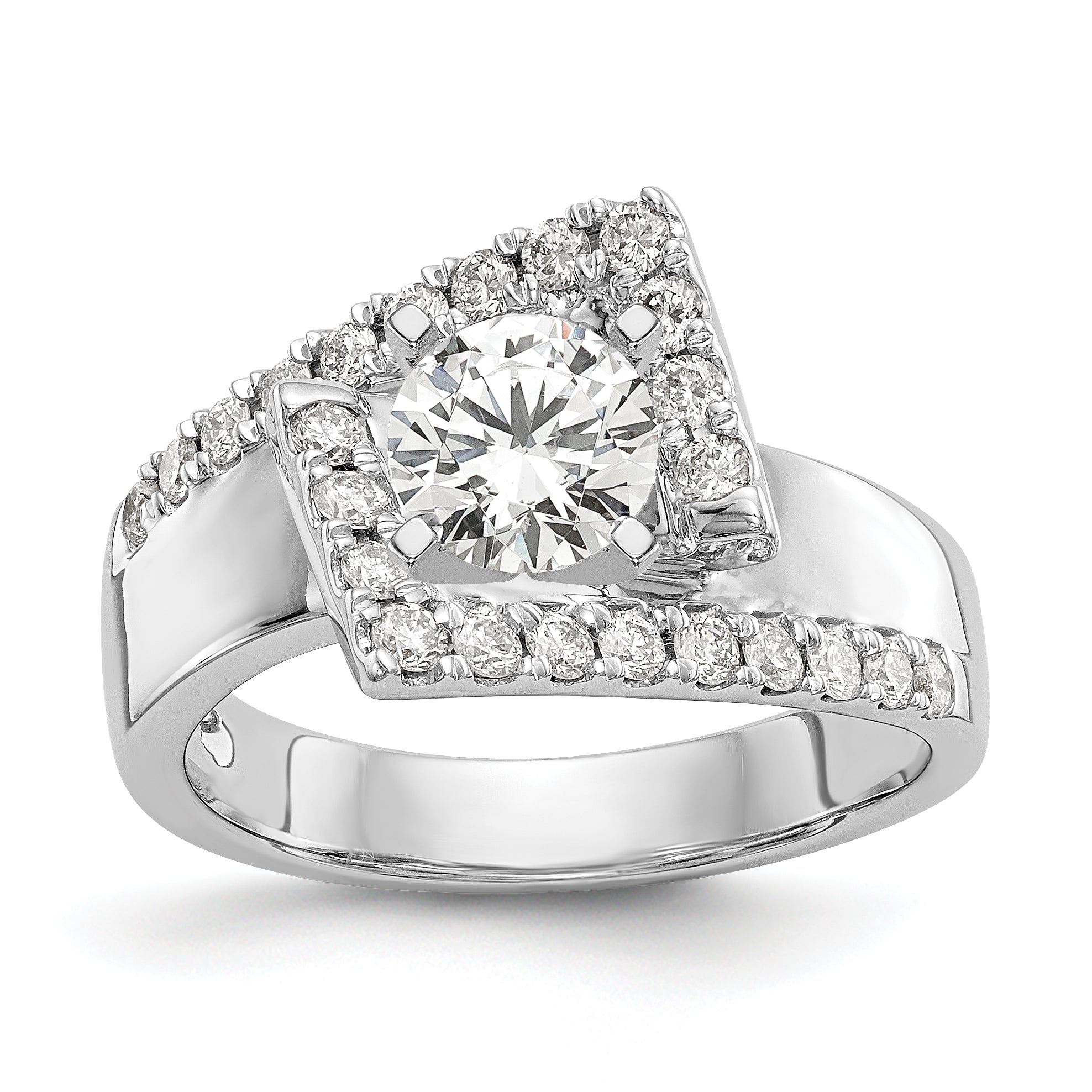 14k White Gold 1/2 carat Lab Grown Diamond VS/SI+ G+ Semi-Mount Pet Set Engagement Ring Main image