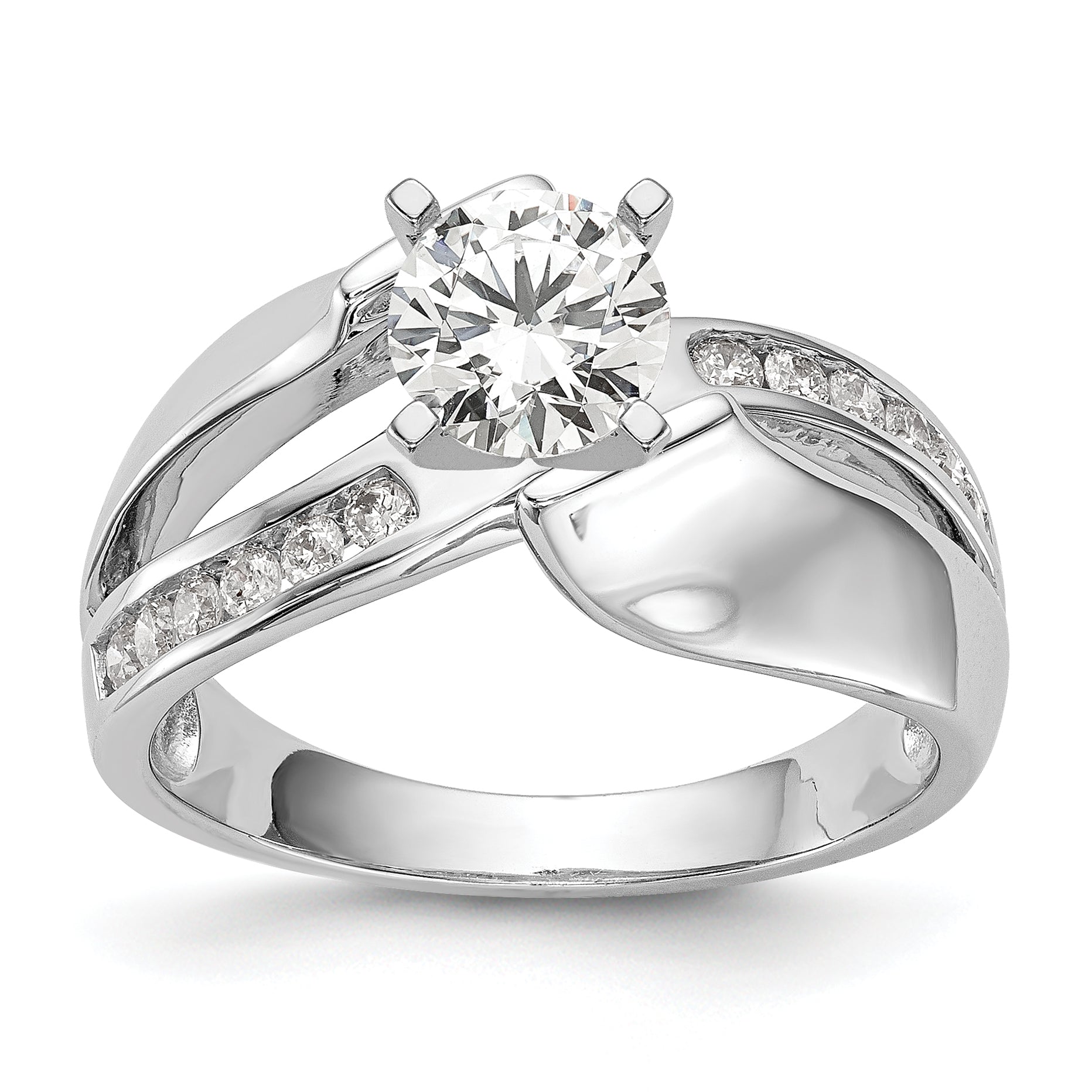 14k White Gold 1/5 carat Lab Grown Diamond VS/SI+ G+ Semi-Mount Pet Set Engagement Ring Main image