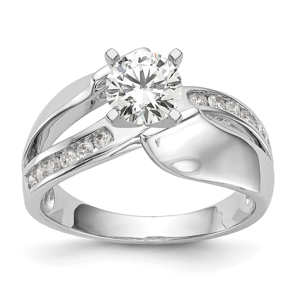 14k White Gold 1/5 carat Lab Grown Diamond VS/SI+ G+ Semi-Mount Pet Set Engagement Ring
