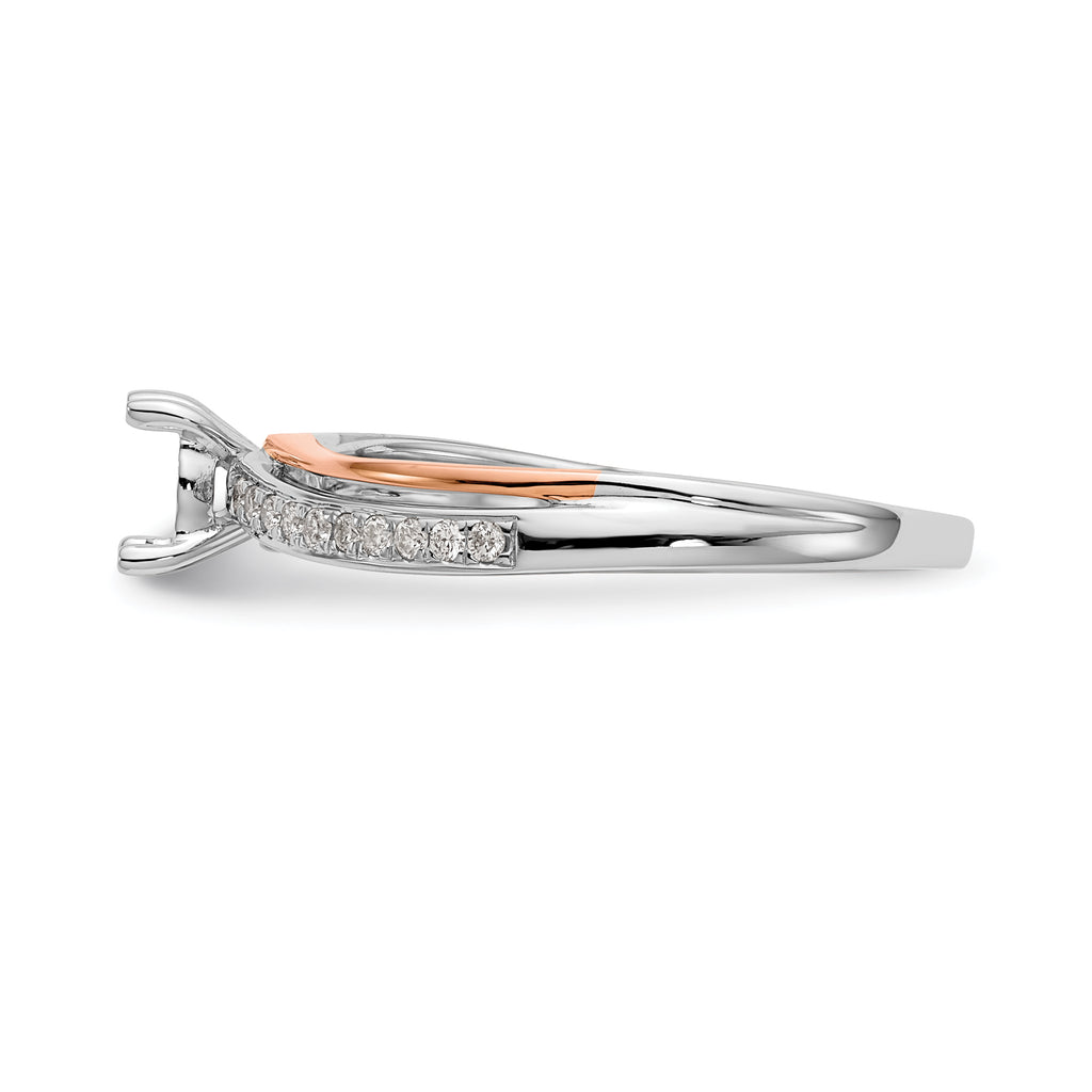 14k Two-tone Rose and White Gold 1/10 carat Lab Grown Diamond VS/SI+ G+ Semi Mount By-Pass Peg Set Engagement Ring