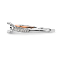 14k Two-tone Rose and White Gold 1/10 carat Lab Grown Diamond VS/SI+ G+ Semi Mount By-Pass Peg Set Engagement Ring