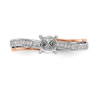 14k Two-tone Rose and White Gold 1/10 carat Lab Grown Diamond VS/SI+ G+ Semi Mount By-Pass Peg Set Engagement Ring