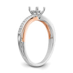 14k Two-tone Rose and White Gold 1/10 carat Lab Grown Diamond VS/SI+ G+ Semi Mount By-Pass Peg Set Engagement Ring