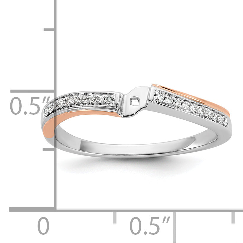 14k Two-tone Rose and White Gold 1/10 carat Lab Grown Diamond VS/SI+ G+ Semi Mount By-Pass Peg Set Engagement Ring