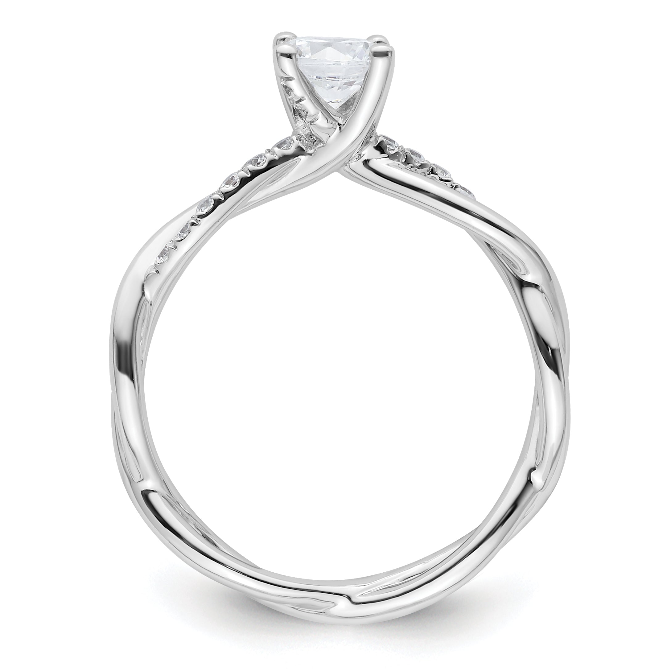 14k White Gold 5/8 carat Lab Grown Diamond VS/SI+ G+ Round Complete Bypass Engagment Ring Secondary image