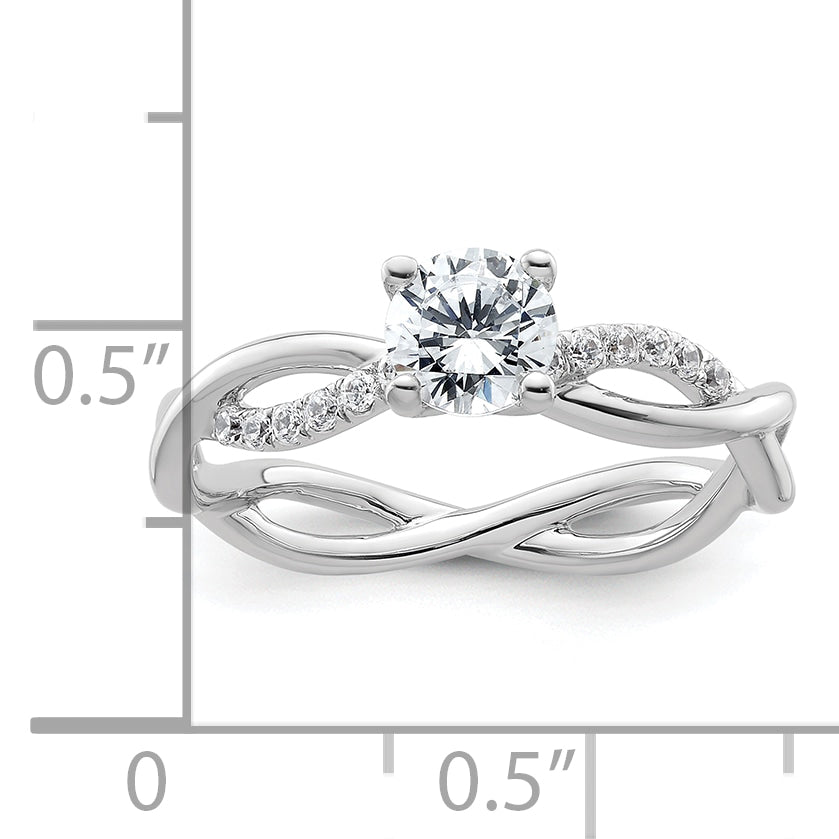 14k White Gold 5/8 carat Lab Grown Diamond VS/SI+ G+ Round Complete Bypass Engagment Ring