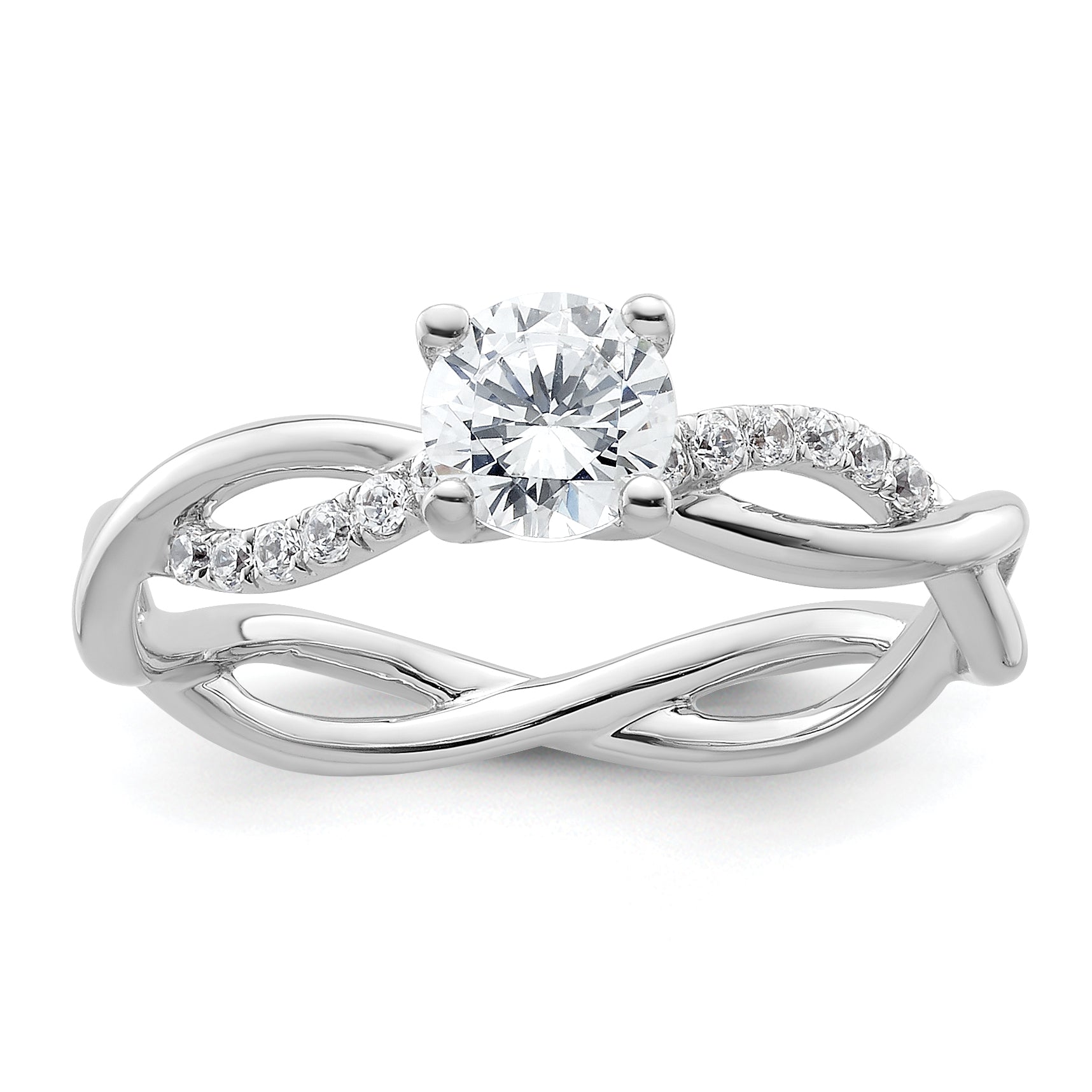 14k White Gold 5/8 carat Lab Grown Diamond VS/SI+ G+ Round Complete Bypass Engagment Ring Main image