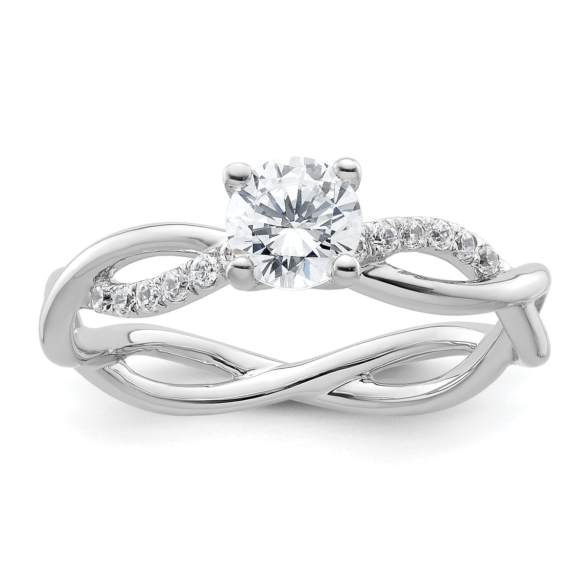 14k White Gold 5/8 carat Lab Grown Diamond VS/SI+ G+ Round Complete Bypass Engagment Ring