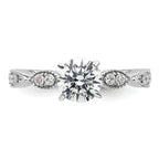 14k White Gold Criss-Cross (Holds 1 carat (6.5mm) Round Center) 1/6 carat Diamond Semi-mount Engagement Ring