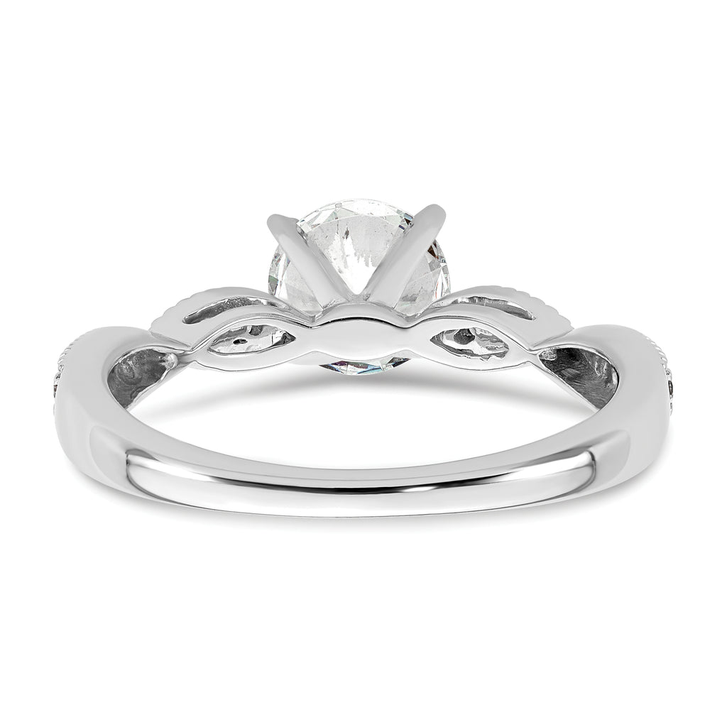 14k White Gold Criss-Cross (Holds 1 carat (6.5mm) Round Center) 1/6 carat Diamond Semi-mount Engagement Ring