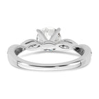 14k White Gold Criss-Cross (Holds 1 carat (6.5mm) Round Center) 1/6 carat Diamond Semi-mount Engagement Ring