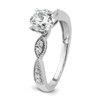 14k White Gold Criss-Cross (Holds 1 carat (6.5mm) Round Center) 1/6 carat Diamond Semi-mount Engagement Ring