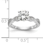 14k White Gold Criss-Cross (Holds 1 carat (6.5mm) Round Center) 1/6 carat Diamond Semi-mount Engagement Ring