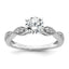 14k White Gold Criss-Cross (Holds 1 carat (6.5mm) Round Center) 1/6 carat Diamond Semi-mount Engagement Ring