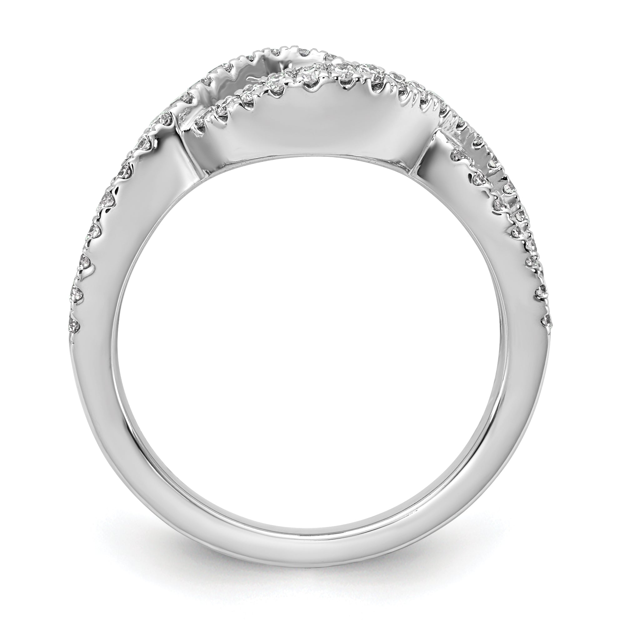 14k White Gold 1/2 carat Lab Grown Diamond VS/SI+ G+ Semi Mount Criss Cross Peg Set Engagement Ring Secondary image