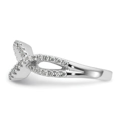14k White Gold 1/2 carat Lab Grown Diamond VS/SI+ G+ Semi Mount Criss Cross Peg Set Engagement Ring