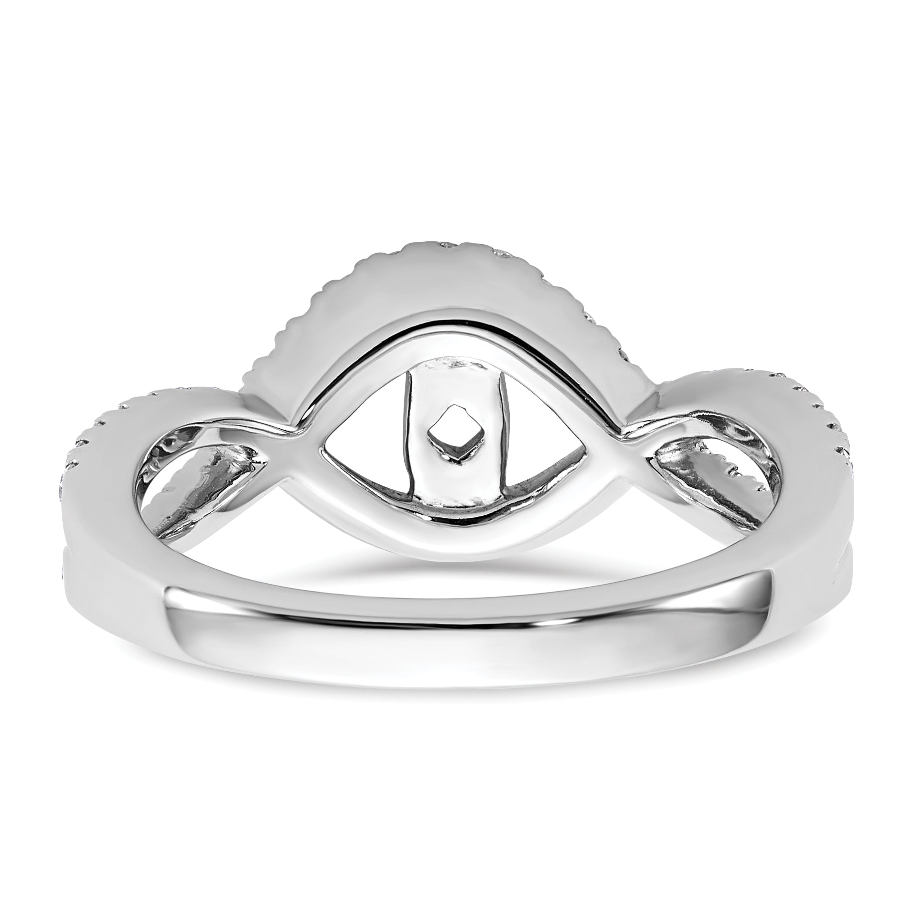 14k White Gold 1/2 carat Lab Grown Diamond VS/SI+ G+ Semi Mount Criss Cross Peg Set Engagement Ring