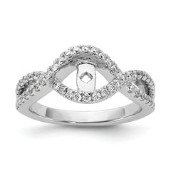14k White Gold 1/2 carat Lab Grown Diamond VS/SI+ G+ Semi Mount Criss Cross Peg Set Engagement Ring