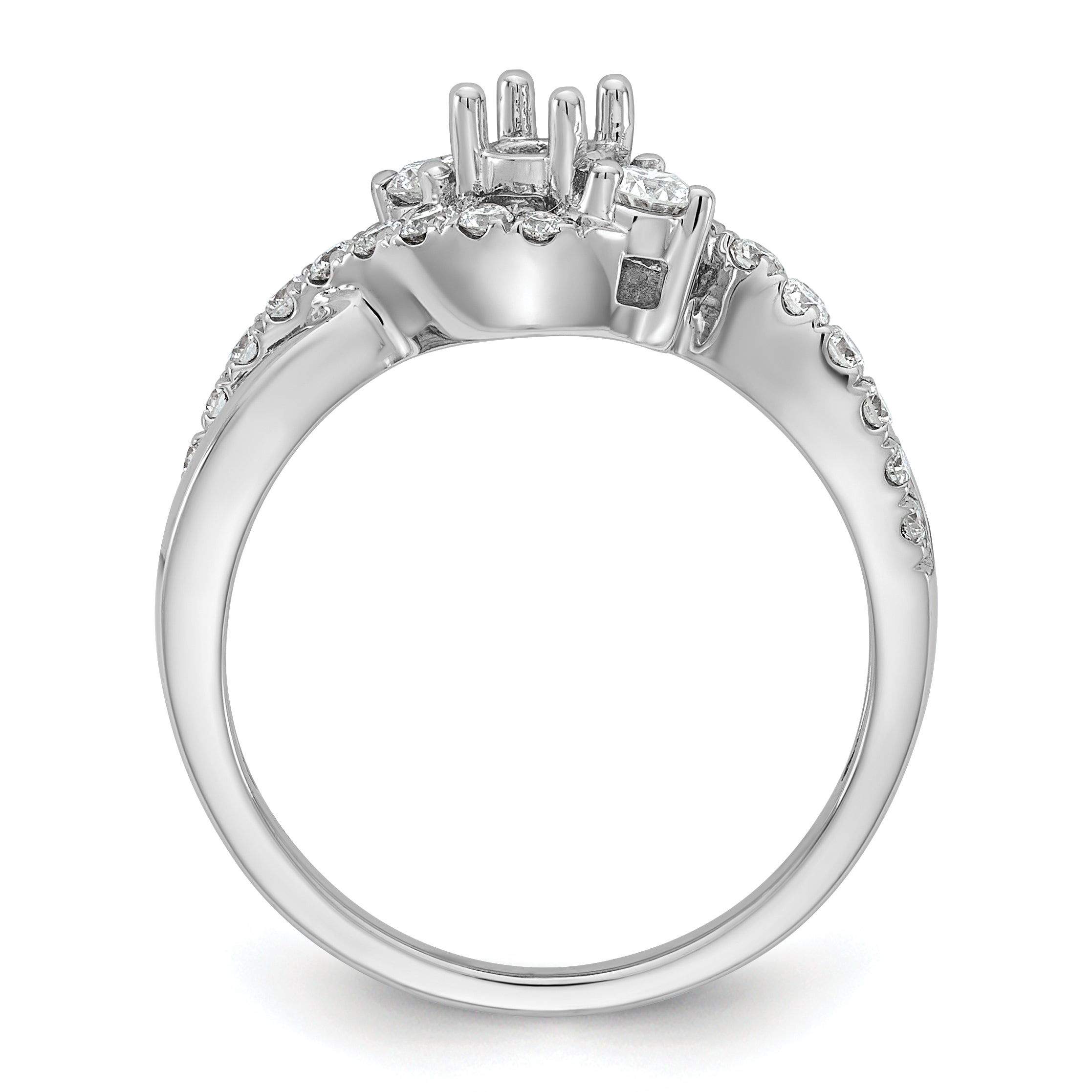 14k White Gold 5/8 carat Lab Grown Diamond VS/SI+ G+ Round Complete Criss Cross Engagement Ring Secondary image