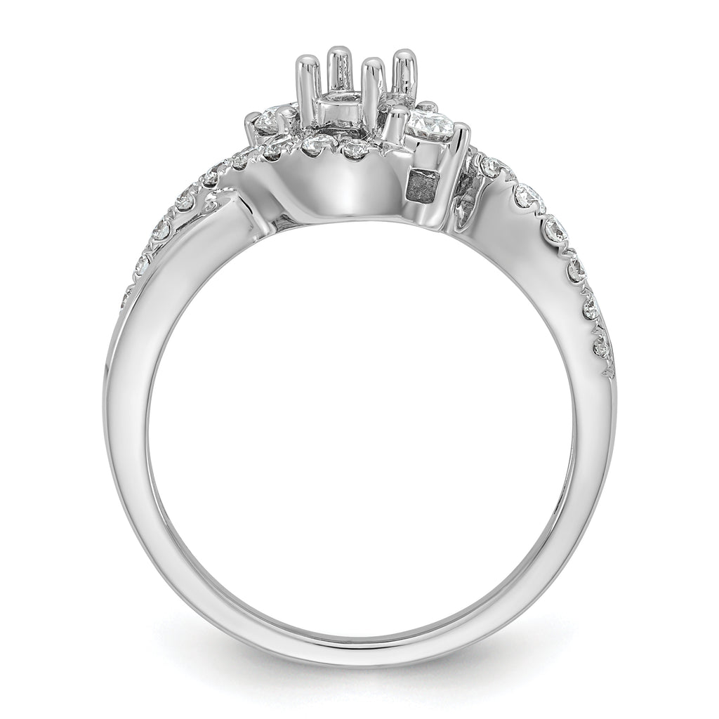 14k White Gold 5/8 carat Lab Grown Diamond VS/SI+ G+ Round Complete Criss Cross Engagement Ring