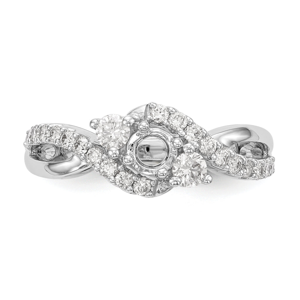 14k White Gold 5/8 carat Lab Grown Diamond VS/SI+ G+ Round Complete Criss Cross Engagement Ring