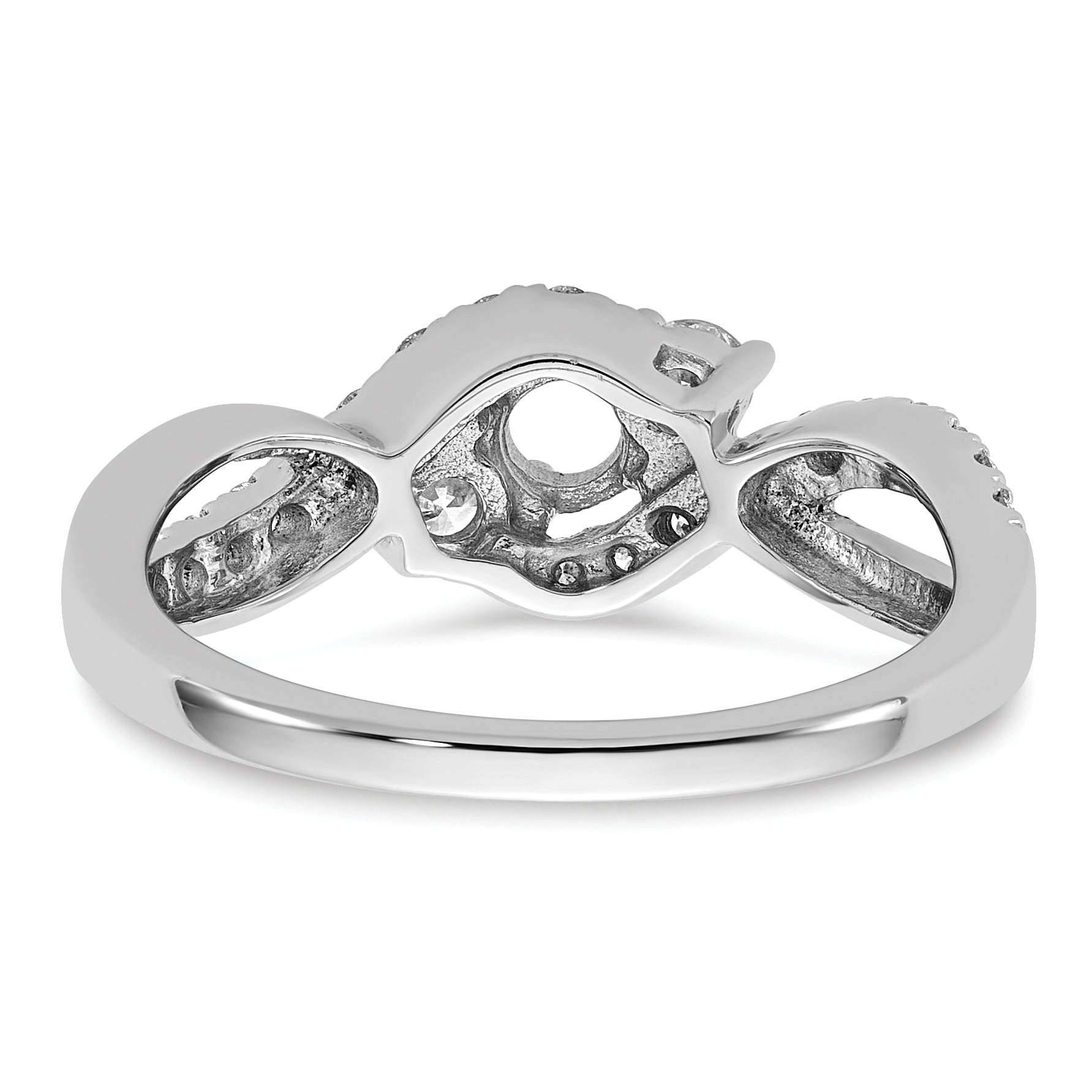 14k White Gold 5/8 carat Lab Grown Diamond VS/SI+ G+ Round Complete Criss Cross Engagement Ring