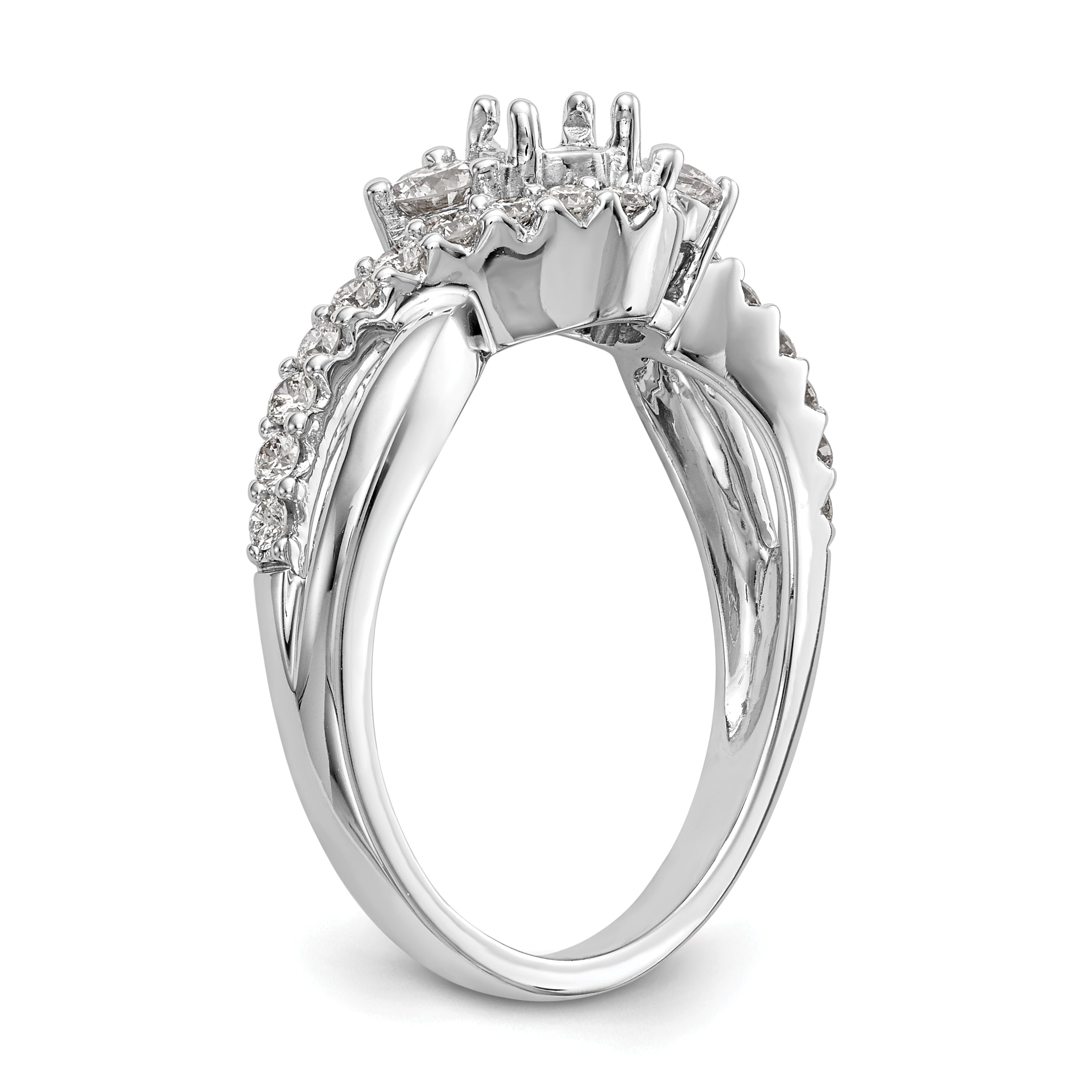 14k White Gold 5/8 carat Lab Grown Diamond VS/SI+ G+ Round Complete Criss Cross Engagement Ring