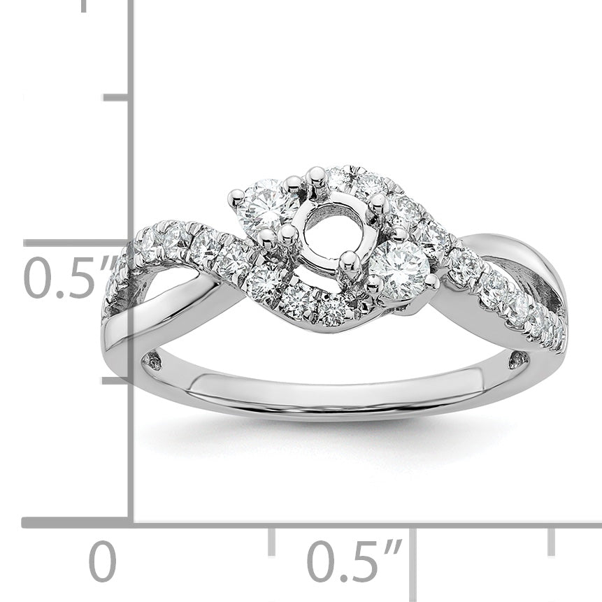 14k White Gold 5/8 carat Lab Grown Diamond VS/SI+ G+ Round Complete Criss Cross Engagement Ring