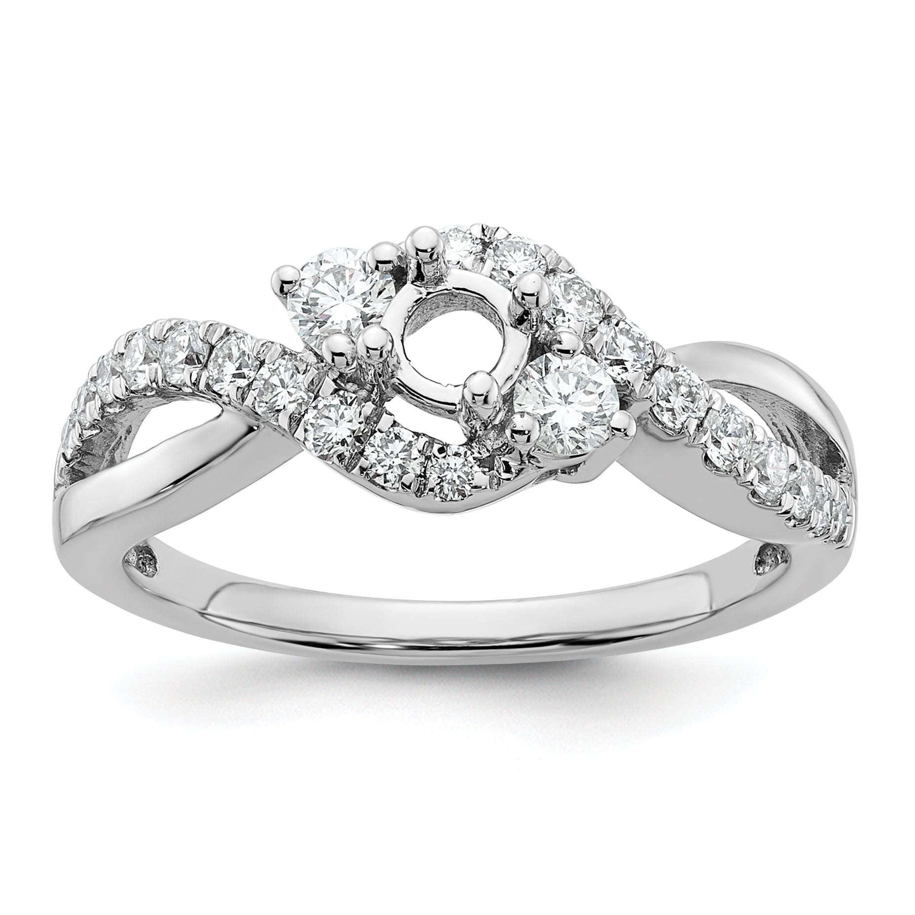 14k White Gold 5/8 carat Lab Grown Diamond VS/SI+ G+ Round Complete Criss Cross Engagement Ring Main image