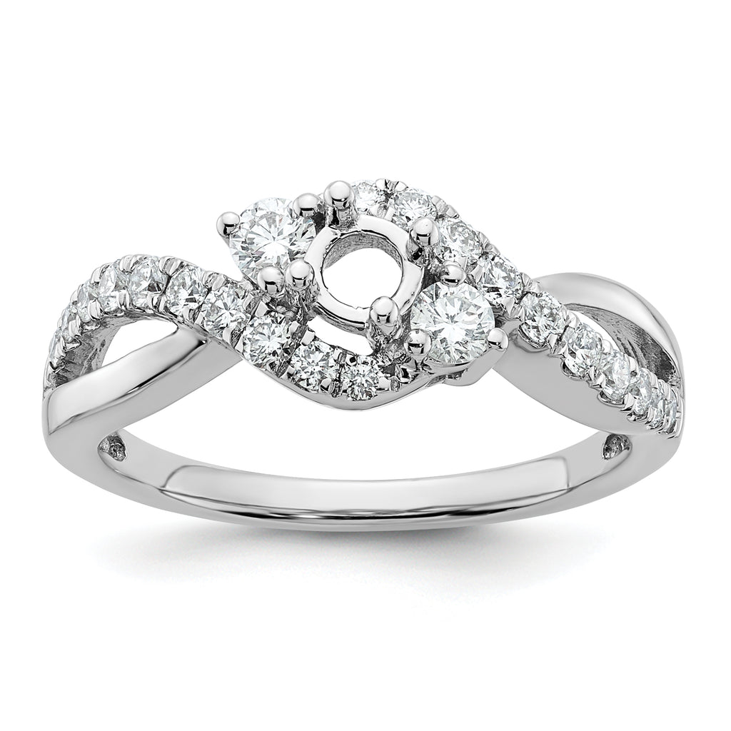 14k White Gold 5/8 carat Lab Grown Diamond VS/SI+ G+ Round Complete Criss Cross Engagement Ring