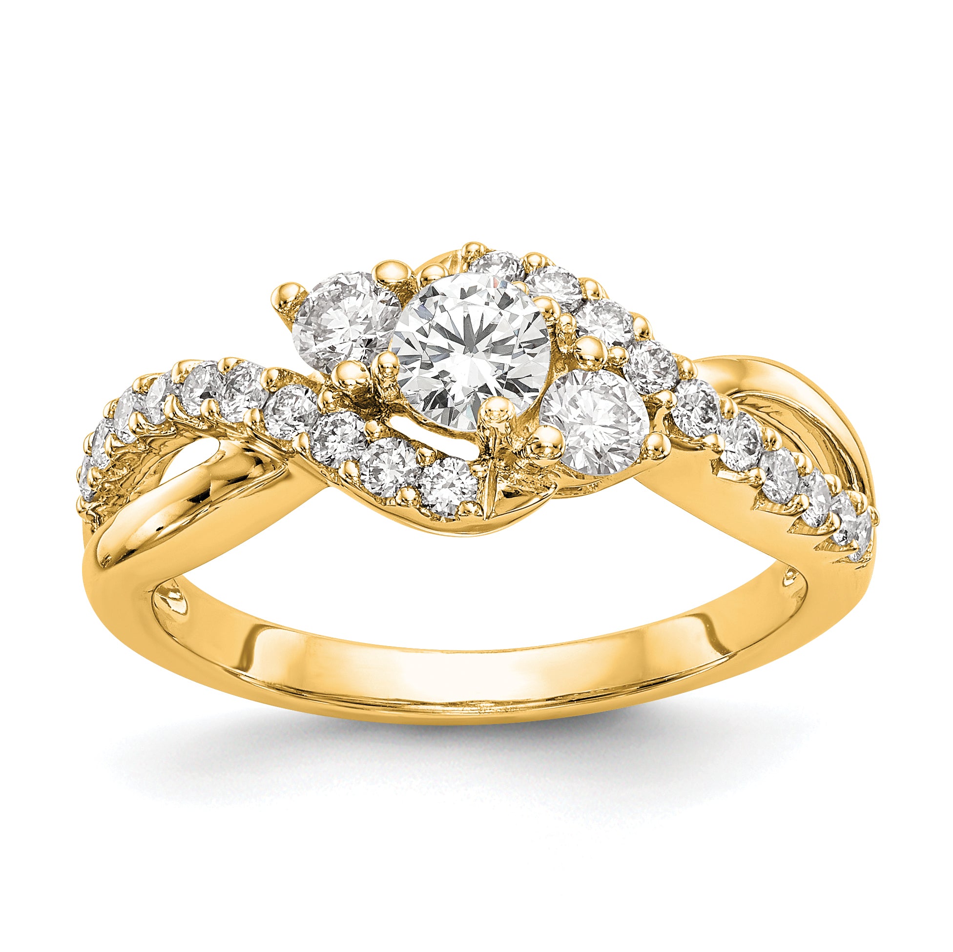 14k 5/8 carat Lab Grown Diamond VS/SI+ G+ Round Complete Criss Cross Engagement Ring