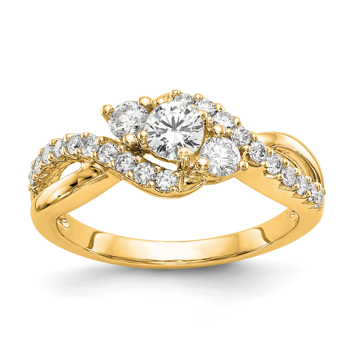 14k 5/8 carat Lab Grown Diamond VS/SI+ G+ Round Complete Criss Cross Engagement Ring