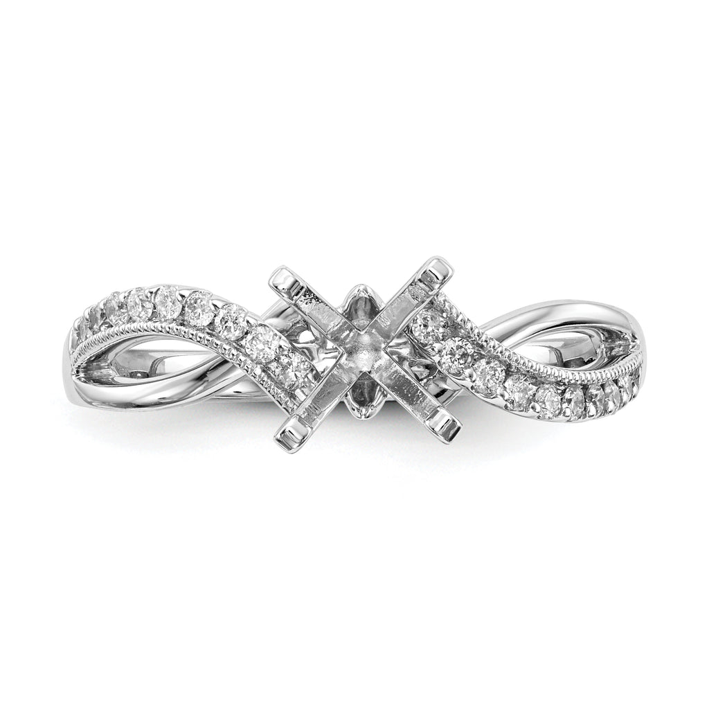 14k White Gold 1/6 carat Lab Grown Diamond VS/SI+ G+ Semi Mount Peg Set Engagment Ring