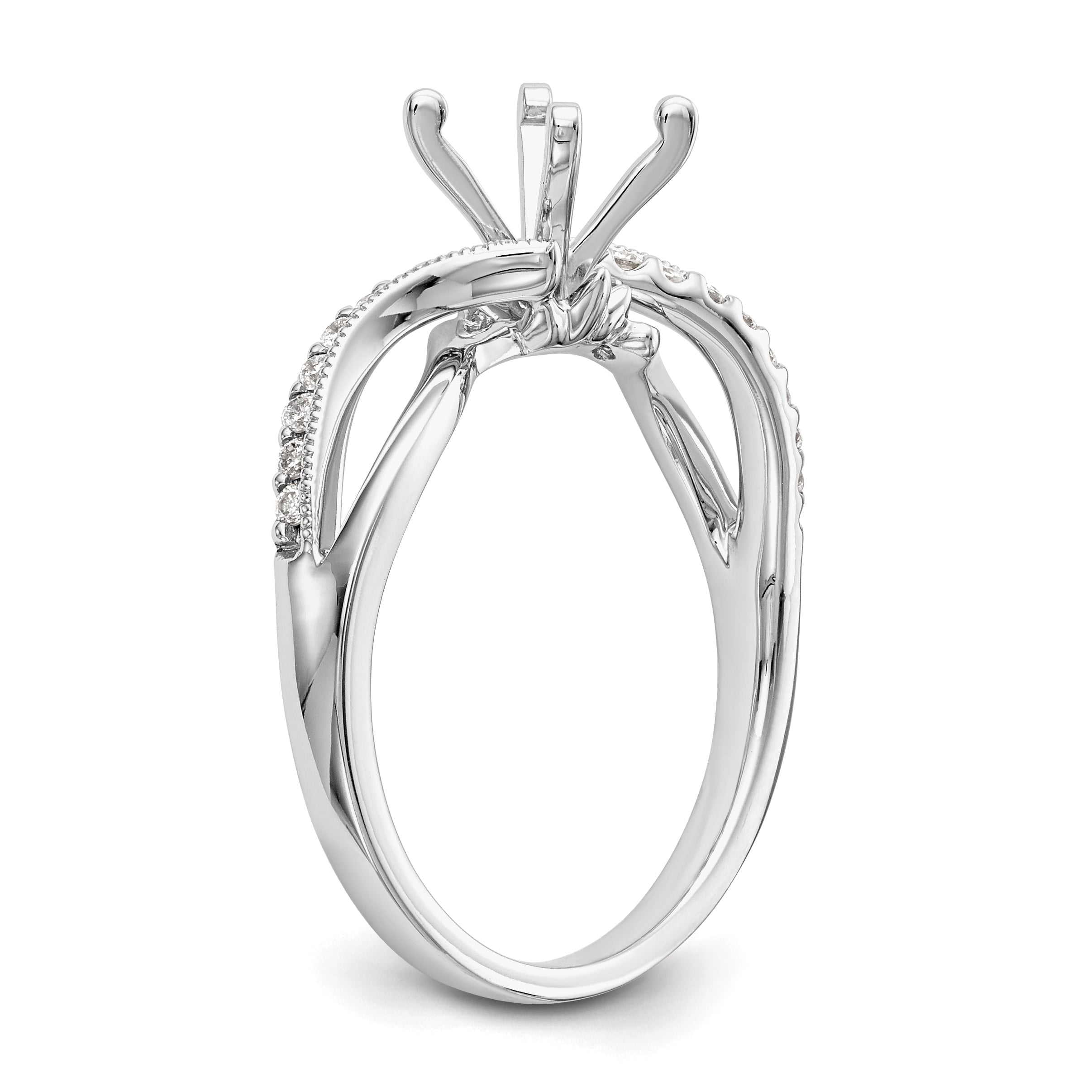 14k White Gold 1/6 carat Lab Grown Diamond VS/SI+ G+ Semi Mount Peg Set Engagment Ring