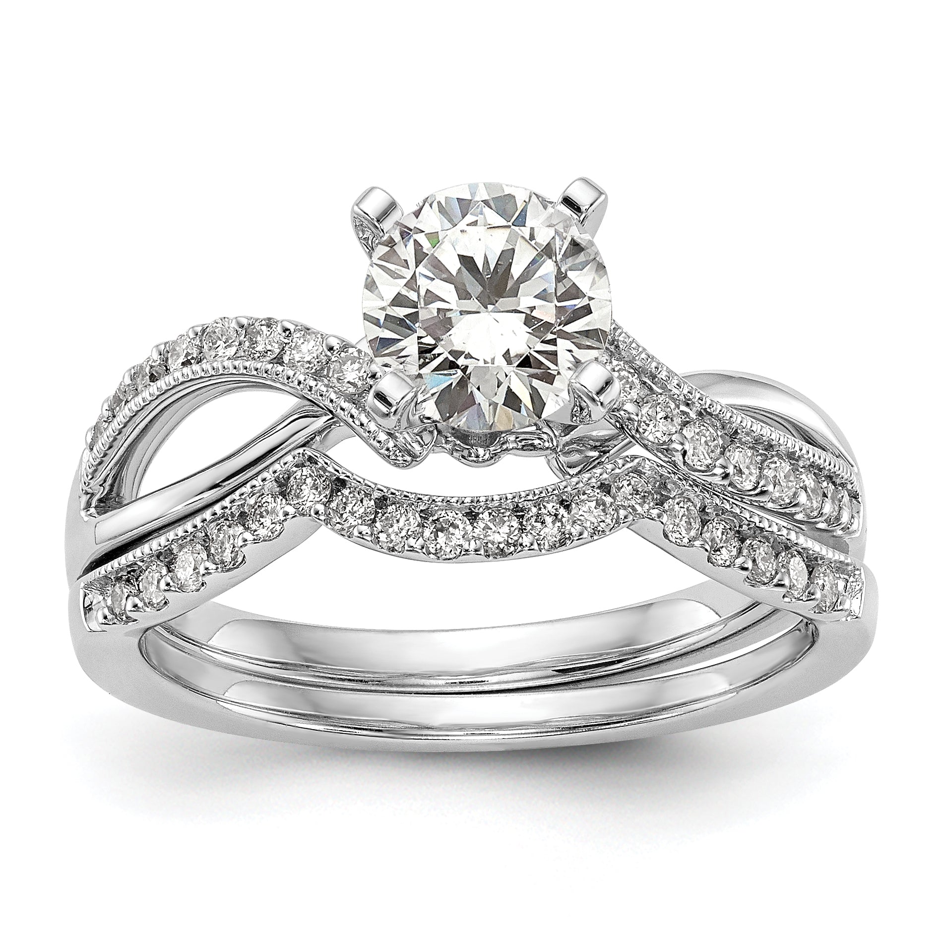 14k White Gold 1/6 carat Lab Grown Diamond VS/SI+ G+ Semi Mount Peg Set Engagment Ring