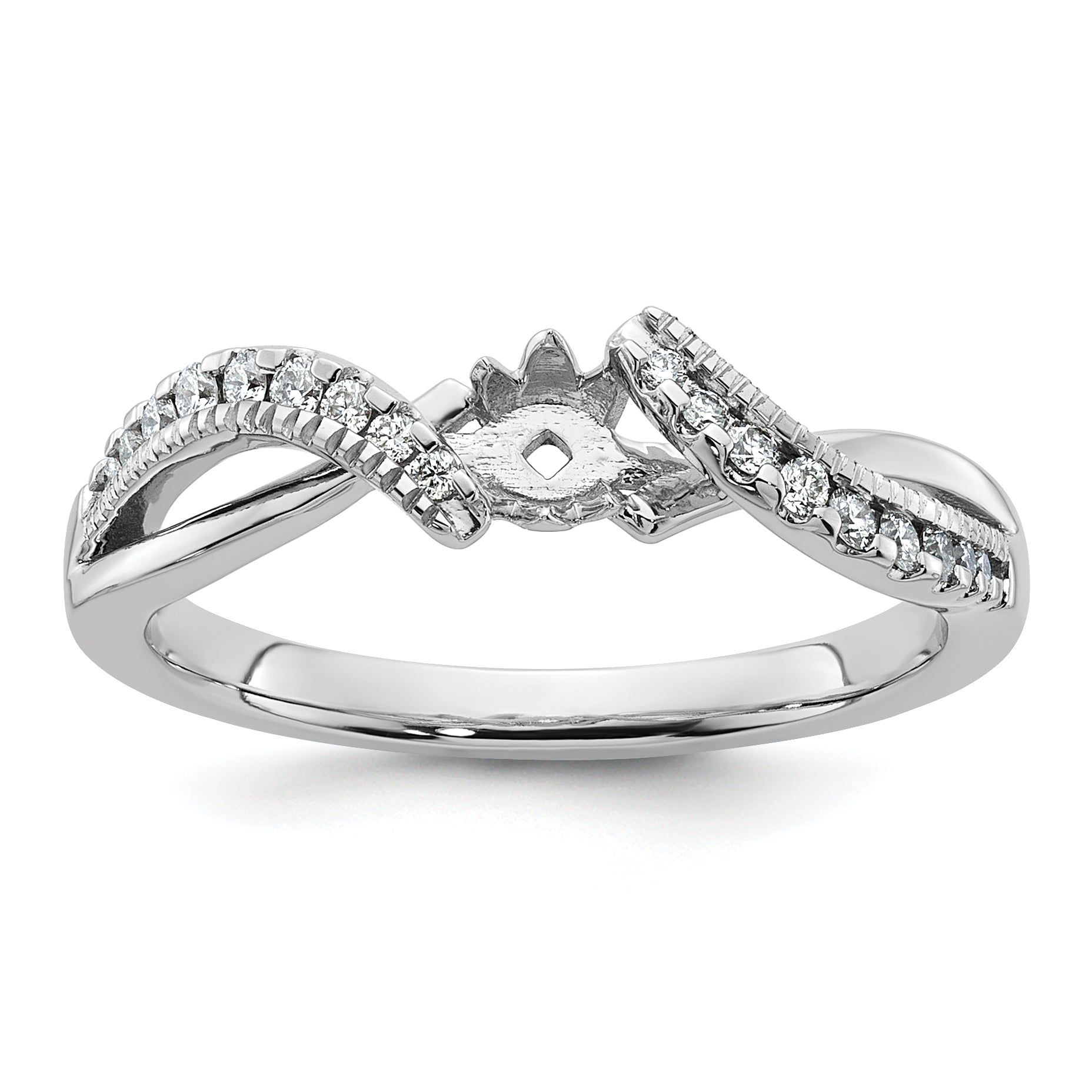 14k White Gold 1/6 carat Lab Grown Diamond VS/SI+ G+ Semi Mount Peg Set Engagment Ring Main image