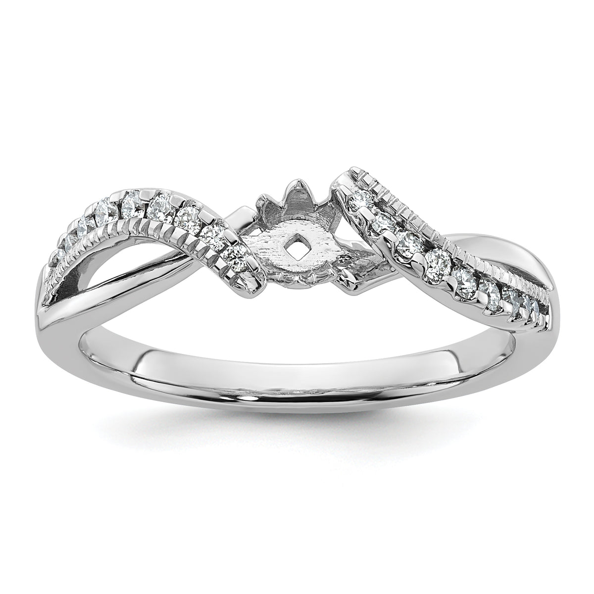 14k White Gold 1/6 carat Lab Grown Diamond VS/SI+ G+ Semi Mount Peg Set Engagment Ring