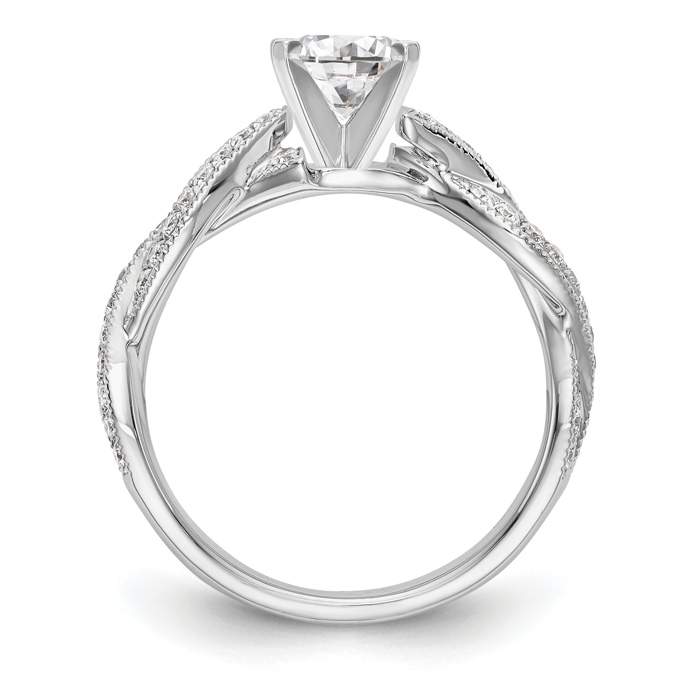 14k White Gold Criss-Cross Peg Set 3/8 carat Diamond Semi-mount Engagement Ring Secondary image