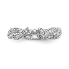 14k White Gold Criss-Cross Peg Set 3/8 carat Diamond Semi-mount Engagement Ring